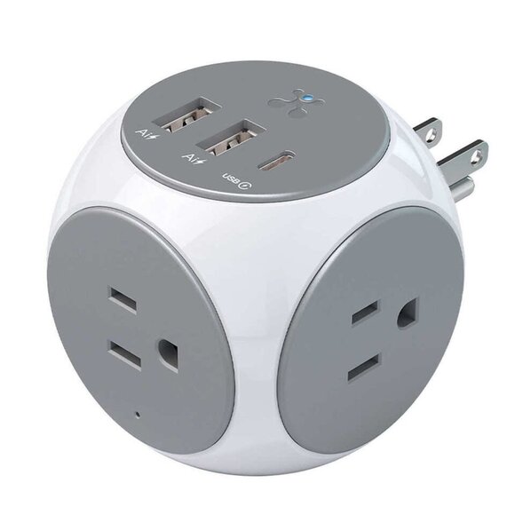 Atomi Power Cube AC Outlets High-Speed Smart USB Charging, 2 Pack - Picture 2 of 5